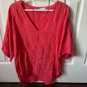 ZARA pink linen blouse. Size small.